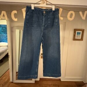 The Colette Cropped High-Rise Wide-Leg Jeans by Maeve Anthropologie 32 Denim